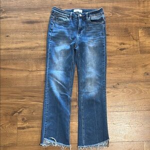 VERVET BY FLYING MONKEY Blue Flare Jeans with Frayed Hem